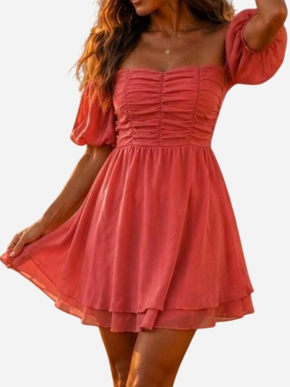 Altar’d State Dusty Rose Chiffon Mini Dress, Small